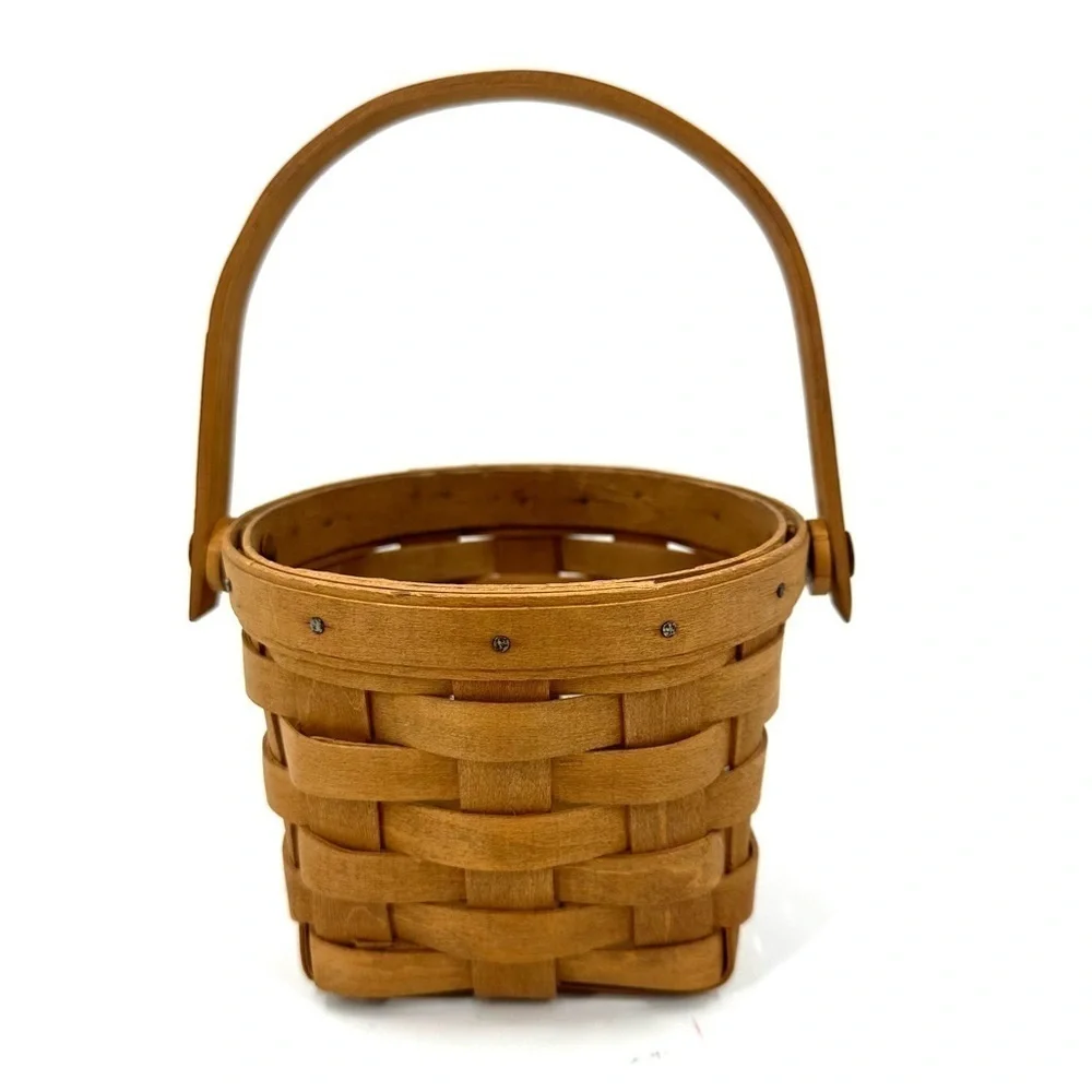 Vtg Longaberger 1988 Measuring Basket Round Swing Handle Square Bottom USA PJF